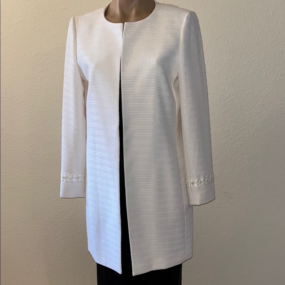 Elegant Off White Longline Women's Coat